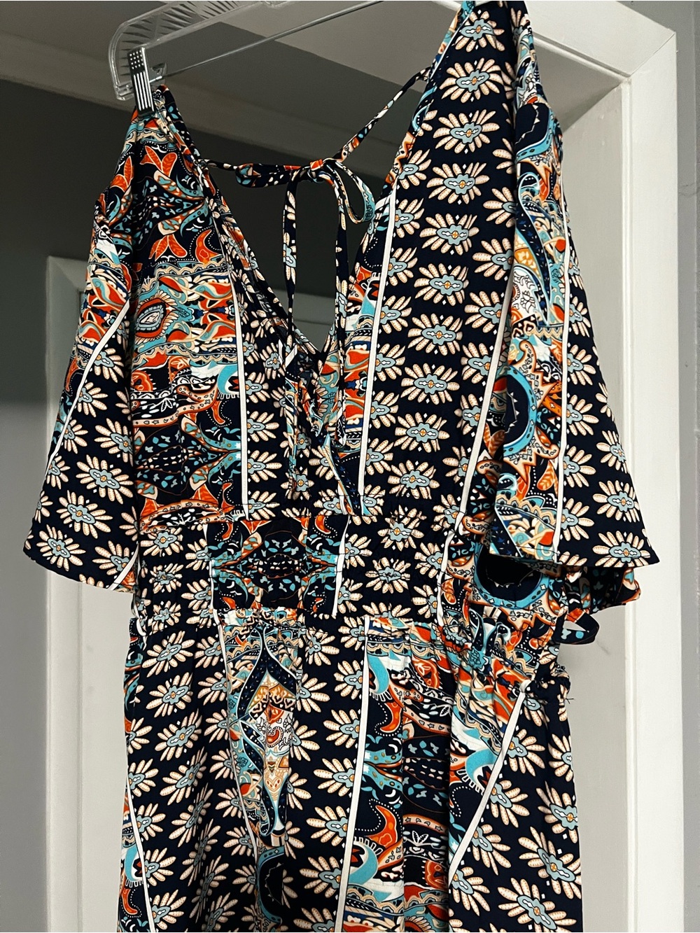 SHEIN Black Midi Dress with Orange & Teal Floral Print - Picture 7 of 8